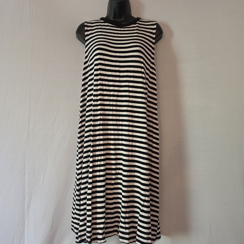 Time and Tru Women's Sleeveless Dress Knit Tank Stripe Crewneck Flowy Size 2X